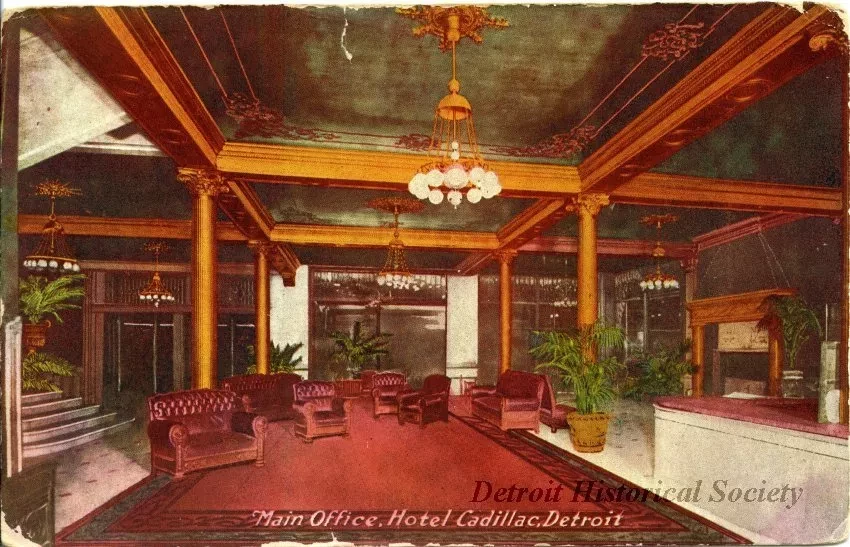 Postcard - Main Office, Hotel Cadillac, Detroit