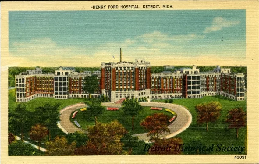 Postcard - Henry Ford Hospital, Detroit, Mich.