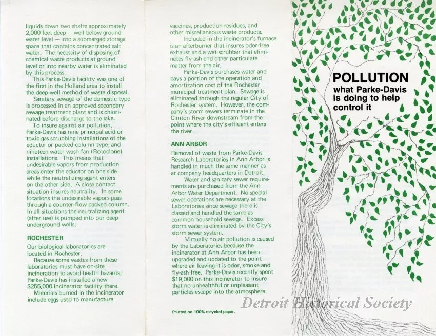 Brochure - Pollution, What Parke-Davis Is Doing to Help Control It