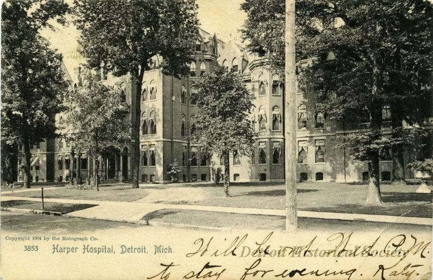 Postcard - Harper Hospital, Detroit, Mich.