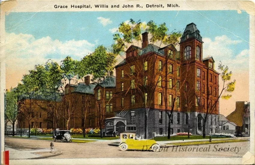 Postcard - Grace Hospital, Willis and John R., Detroit, Mich. - Grace Hospital, Willis and John R., Detroit, Mich.
