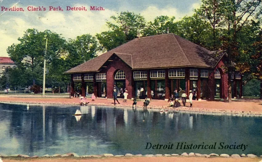 Postcard - Pavilion, Clark's Park, Detroit, Mich.