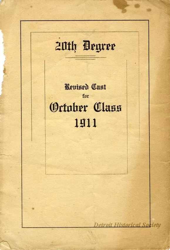Program - 20th Degree, Revised Cast for October Class 1911