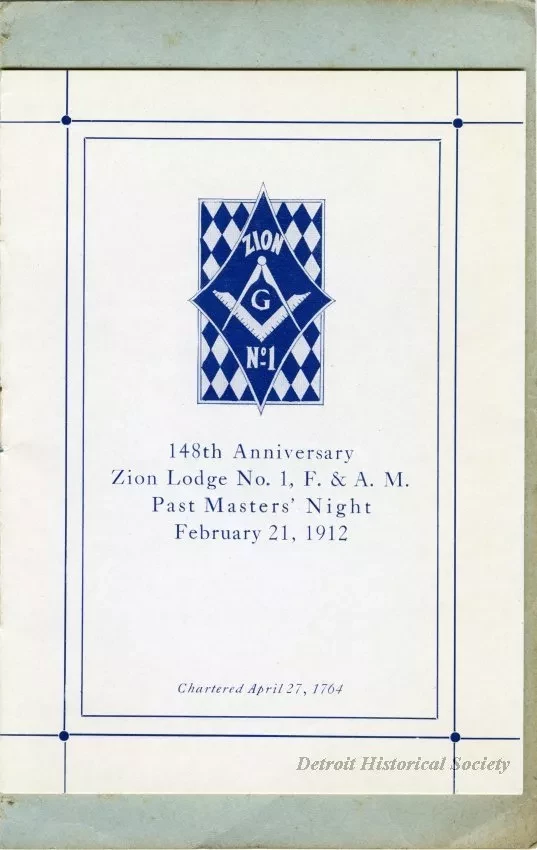Program - Zion Lodge No. 1 F. & A.M. Past Master's Night, February 21, 1912