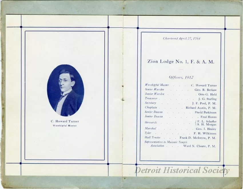 Program - Zion Lodge No. 1 F. & A.M. Past Master's Night, February 21, 1912