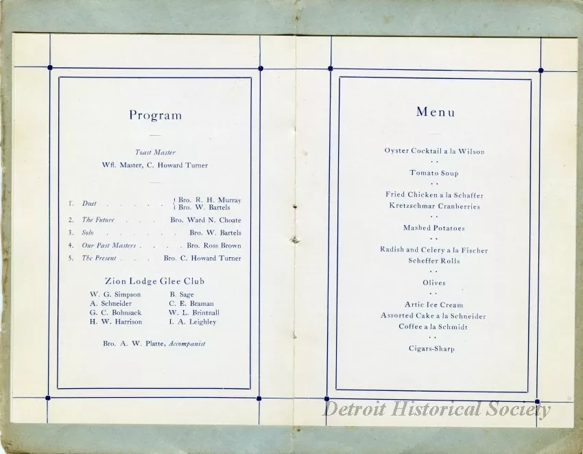 Program - Zion Lodge No. 1 F. & A.M. Past Master's Night, February 21, 1912
