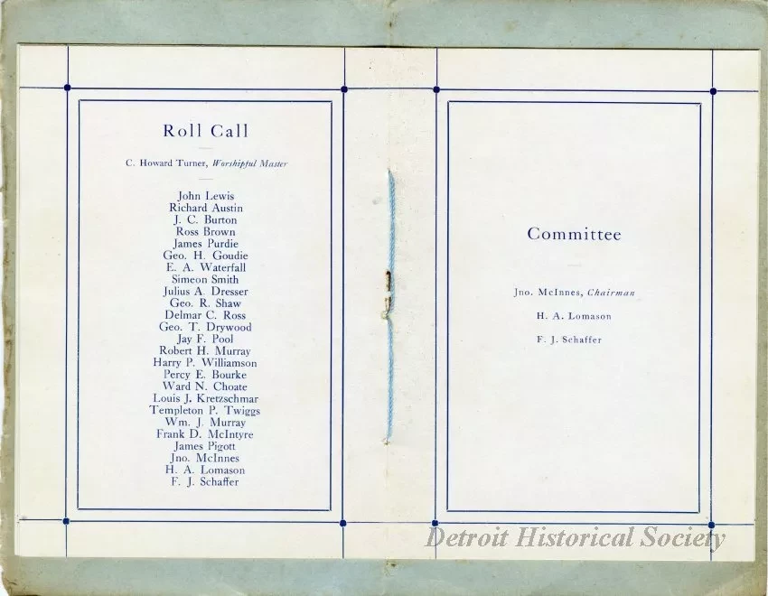 Program - Zion Lodge No. 1 F. & A.M. Past Master's Night, February 21, 1912
