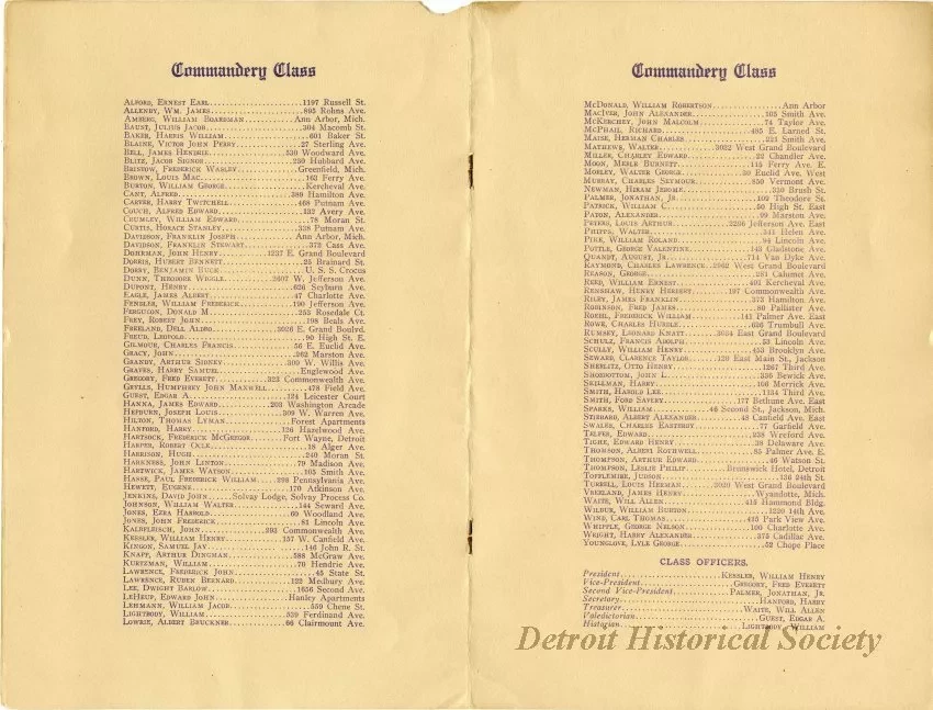 Program - Commandery Class, March, 1912