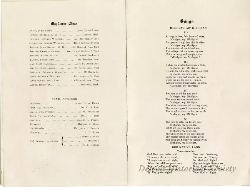 Program - Mayflower Class, May, 1913