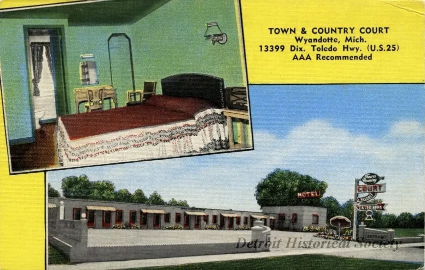 Postcard - Town & Country Court
Wyandotte, Mich., 13399 Dix. Toledo Hwy. (U.S. 25)
AAA Recommended