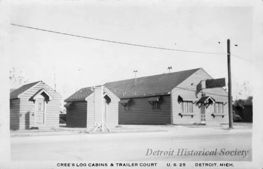 Postcard - Cree's Log Cabins & Trailer Court, U.S. 25, Detroit, Mich.
