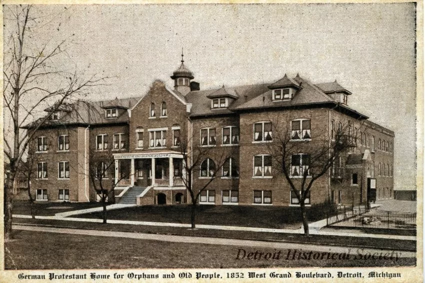 Postcard - German Protestant Home for Orphans and Old People, 1852 West Grand Boulevard, Detroit, Michigan