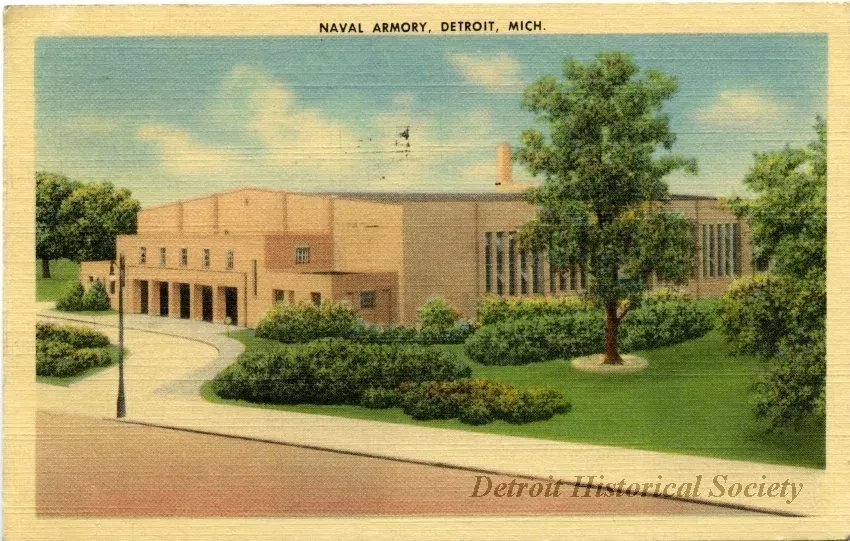 Postcard - Naval Armory, Detroit, Mich.