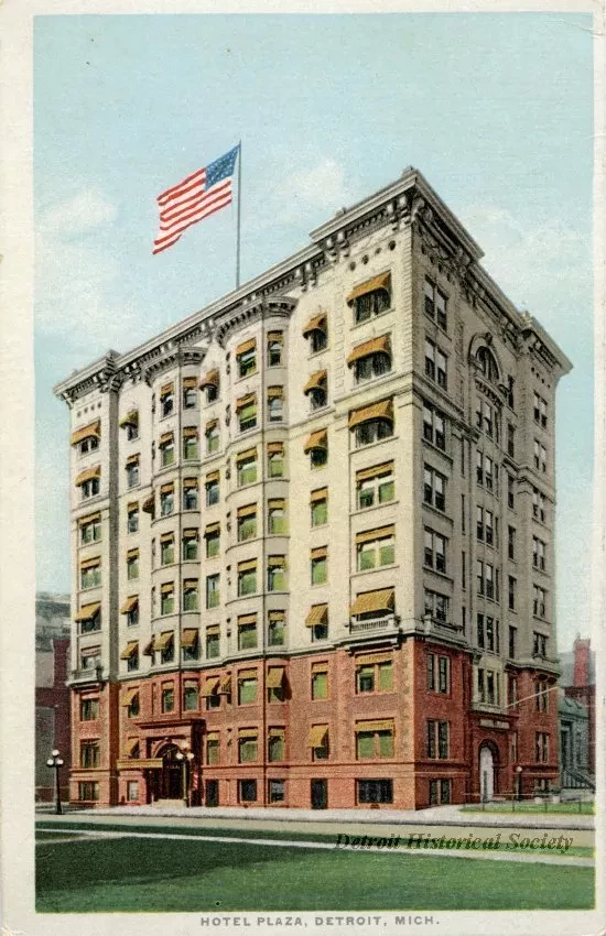 Postcard - Hotel Plaza, Detroit, Mich.
