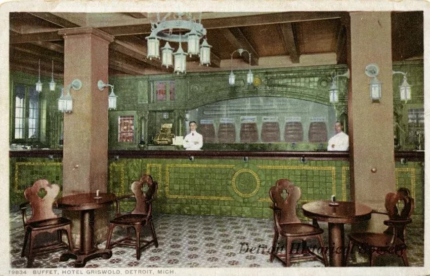 Postcard - Buffet, Hotel Griswold, Detroit, Mich.
