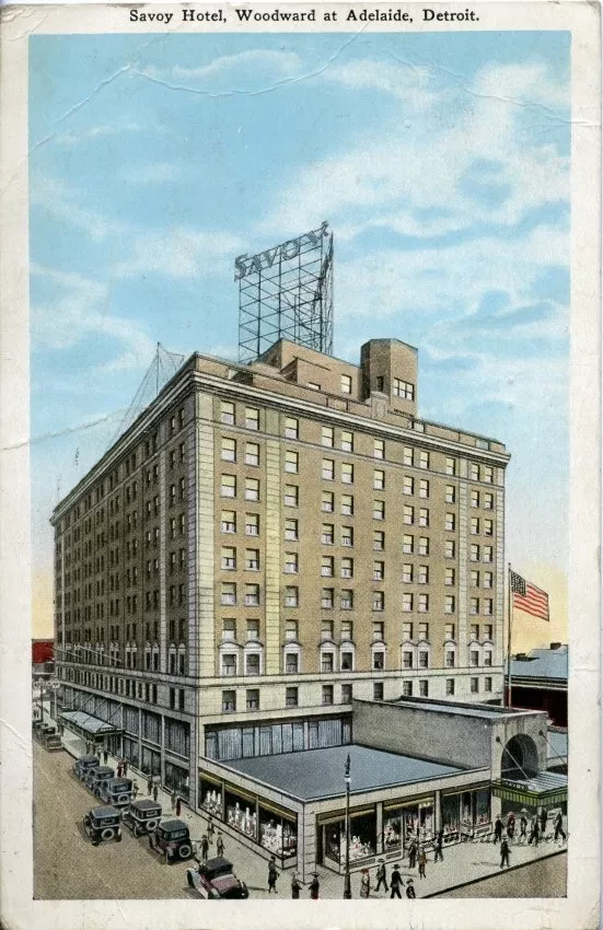 Postcard - Savoy Hotel, Woodward at Adelaide, Detroit. - Savoy Hotel, Woodward at Adelaide, Detroit.