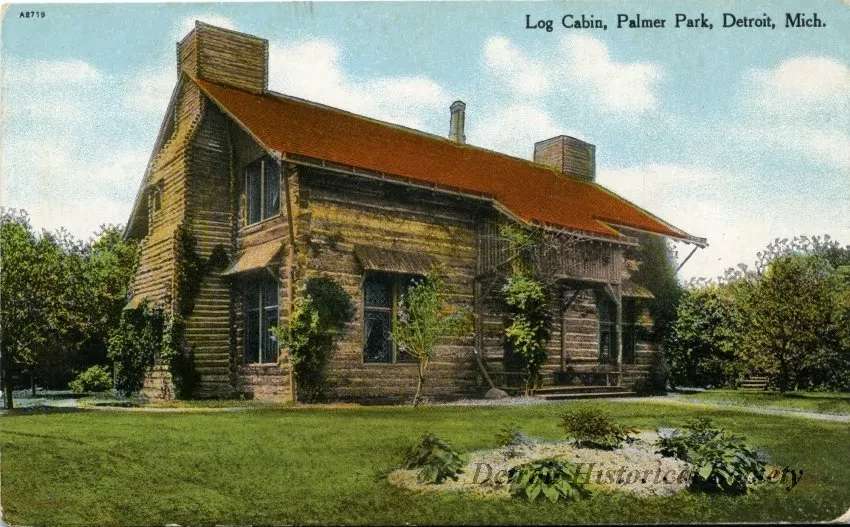 Postcard - Log Cabin, Palmer Park, Detroit, Mich.