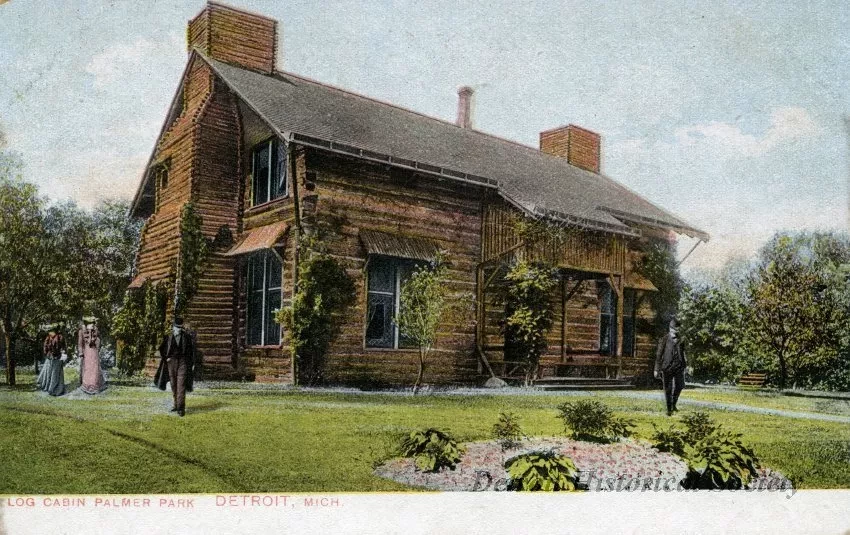 Postcard - Log Cabin, Palmer Park, Detroit, Mich.