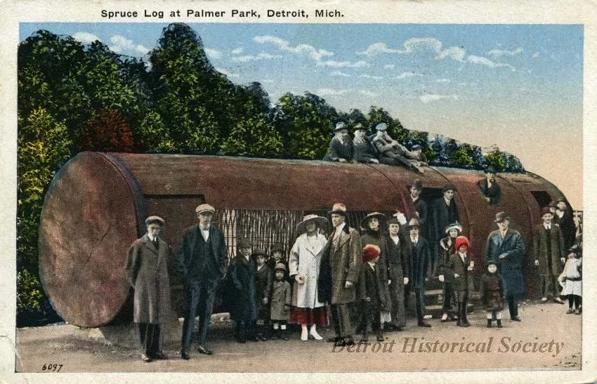 Postcard - Spruce Log at Palmer Park, Detroit, Mich.