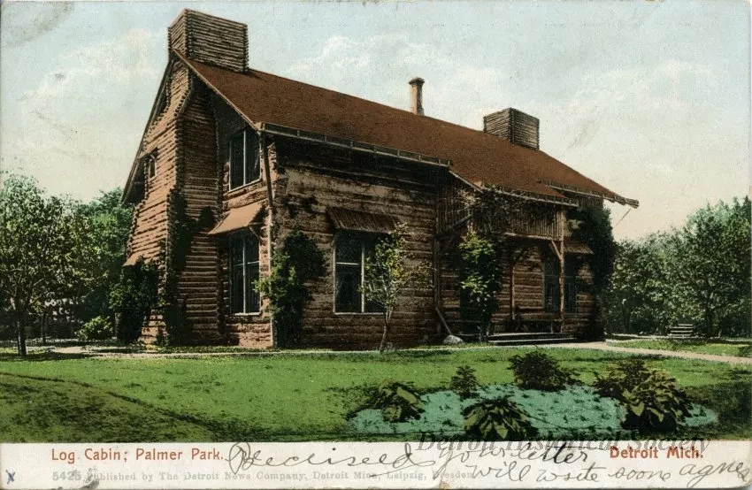 Postcard - Log Cabin; Palmer Park, Detroit, Mich.