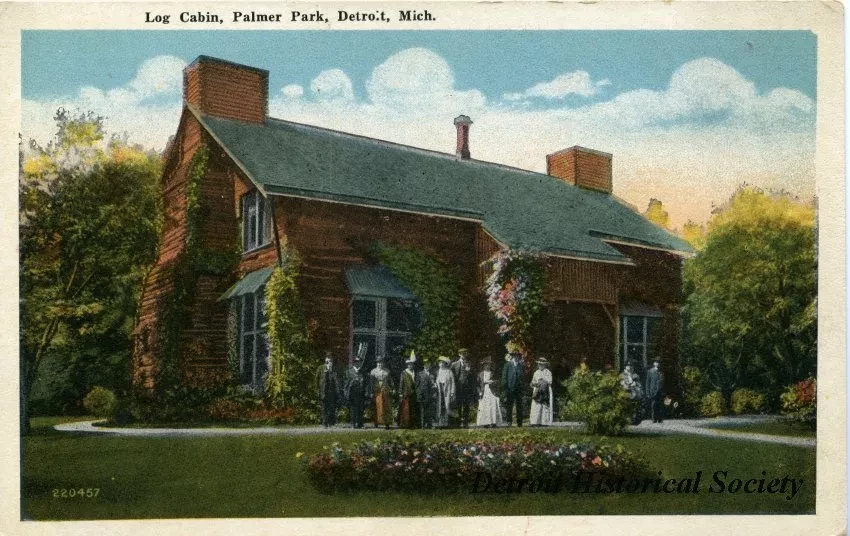 Postcard - Log Cabin, Palmer Park, Detroit, Mich.