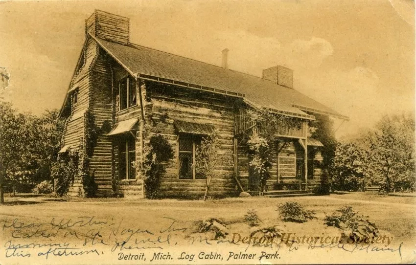 Postcard - Detroit, Mich. Log Cabin, Palmer Park.