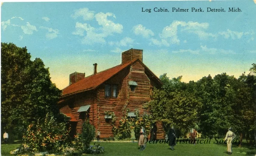 Postcard - Log Cabin, Palmer Park, Detroit, Mich.