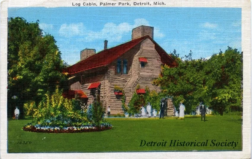 Postcard - Log Cabin, Palmer Park, Detroit, Mich.