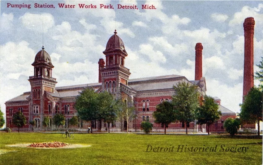 Postcard - Pumping Station, Water Works Park, Detroit, Mich.