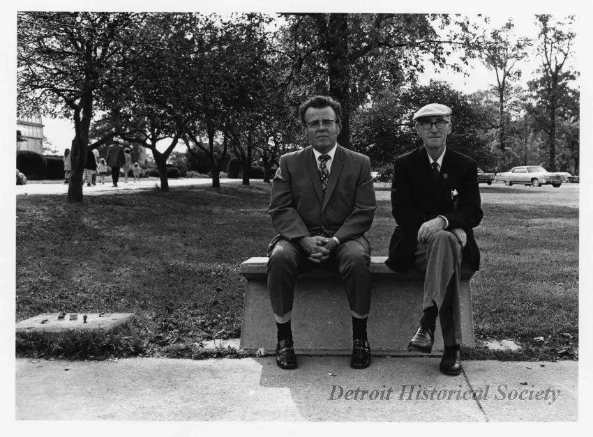 Print, Photographic - "Belle Isle - Two Men on Bench in Front of Aquarium"