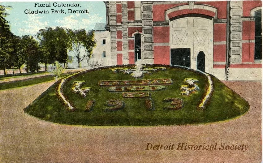 Postcard - Floral Calendar, Gladwin Park, Detroit.