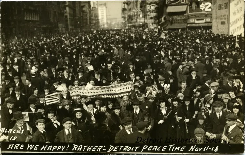 Postcard - Are We Happy! "Rather" - Detroit Peace Time, Nov 11-18