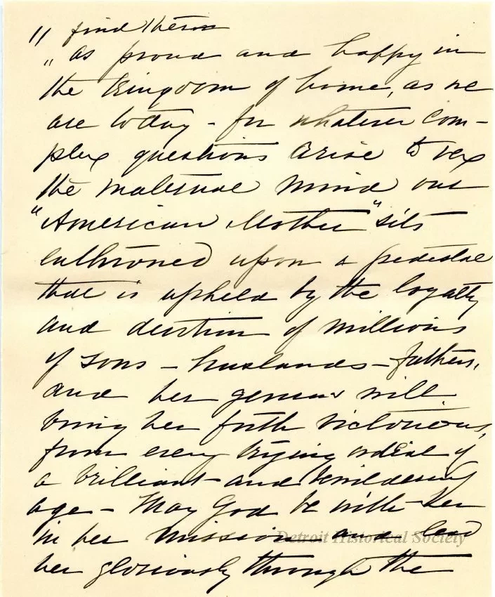 Letter - The American Mother in Detroit