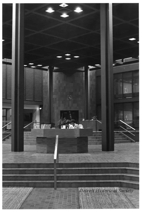 Print, Photographic - Kresge International Headquarters - Information booth just inside of the main entrance