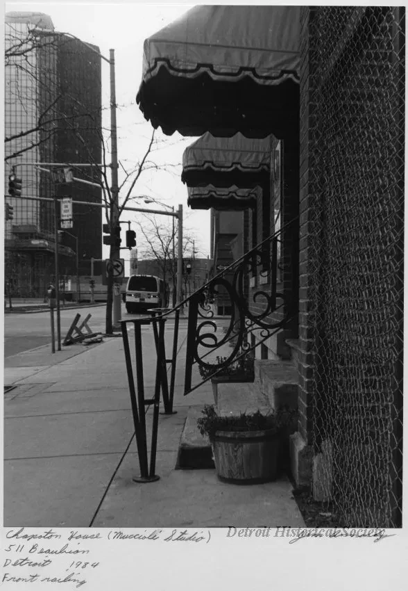 Print, Photographic - Chapoton House (Muccioli Studio), 511 Beaubien, Detroit, front railing