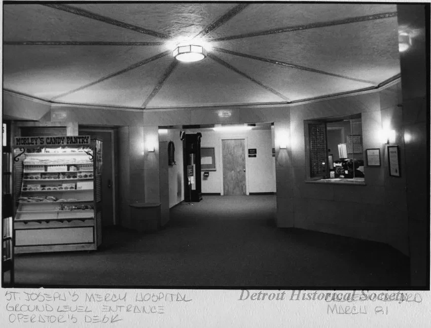 Print, Photographic - St. Joseph's Mercy Hospital; Ground Level Entrance; Operator's Desk