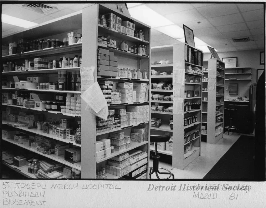 Print, Photographic - St. Joseph's Mercy Hospital; Pharmacy; Basement