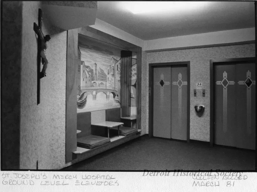 Print, Photographic - St. Joseph's Mercy Hospital; Ground Level Elevators