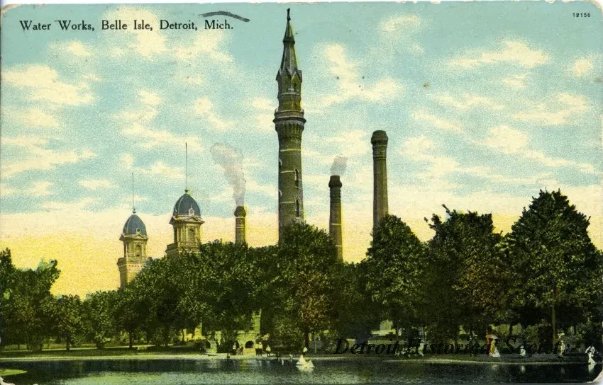 Postcard - Water Works, Belle Isle, Detroit, Mich.