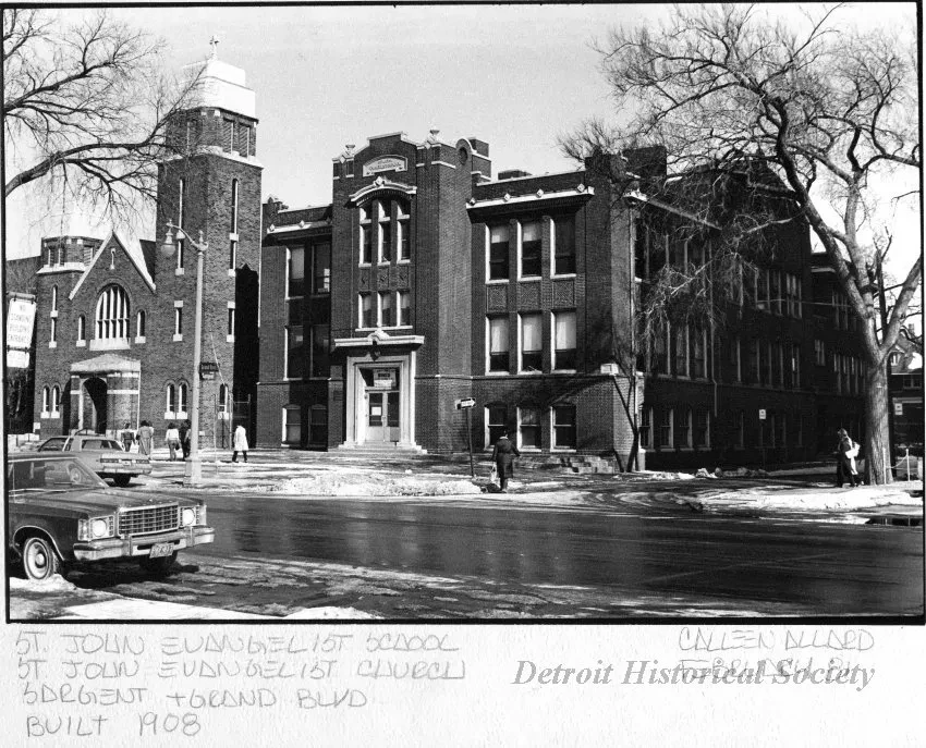 Print, Photographic - St. John Evangelist School, St. John Evangelist Church; Sargent & Grand Blvd.; Built 1908