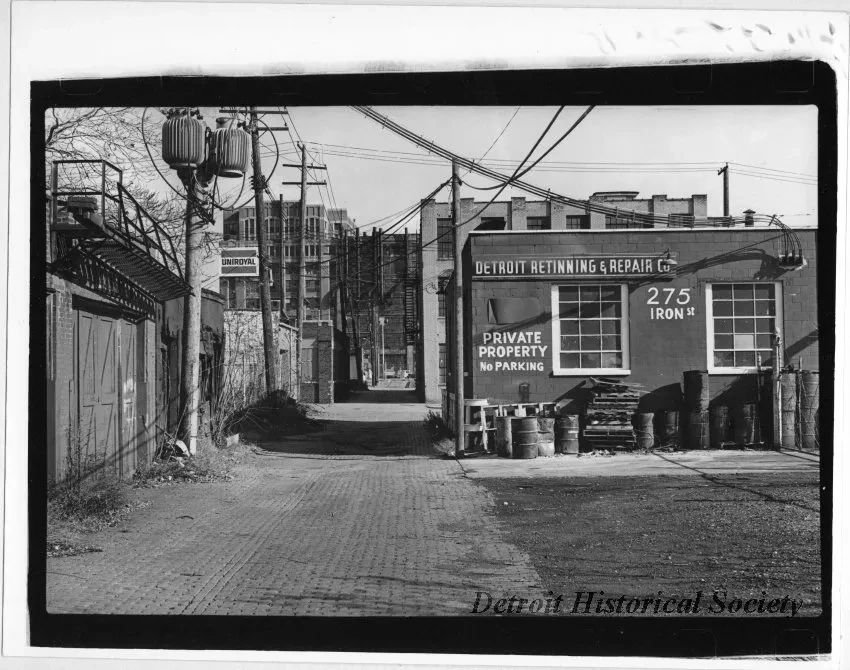 Print, Photographic - Alley Facing West on Iron Street Near Jefferson, Detroit Retinning & Repair Co.