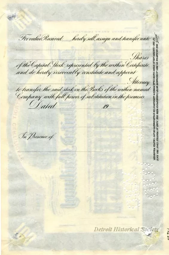 Certificate, Stock - Detroit United Railway