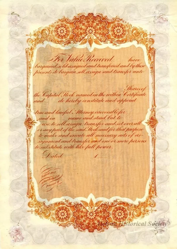 Certificate, Stock - Detroit, Rochester, Romeo & Lake Orion Railway