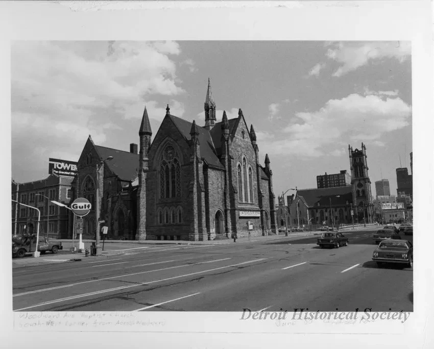 Print, Photographic - Woodward Ave Baptist Church, south-west corner from across Woodward