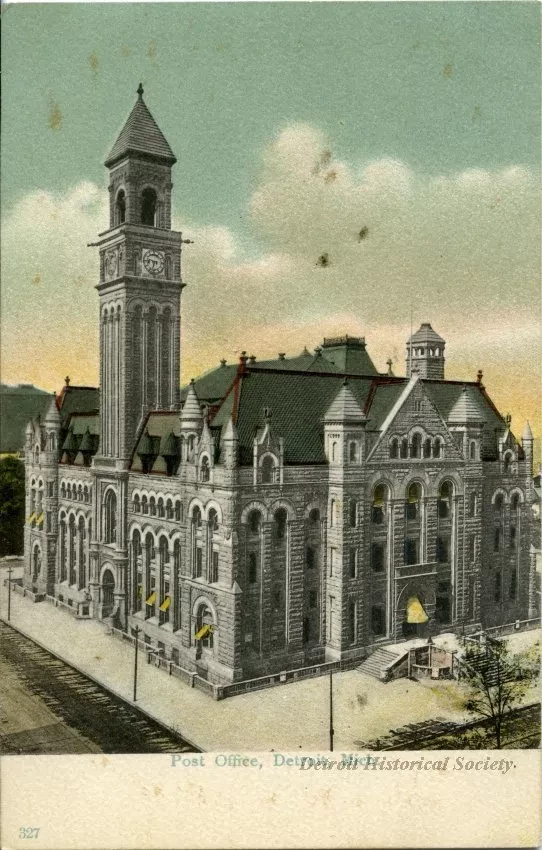 Postcard - Post Office, Detroit, Mich.