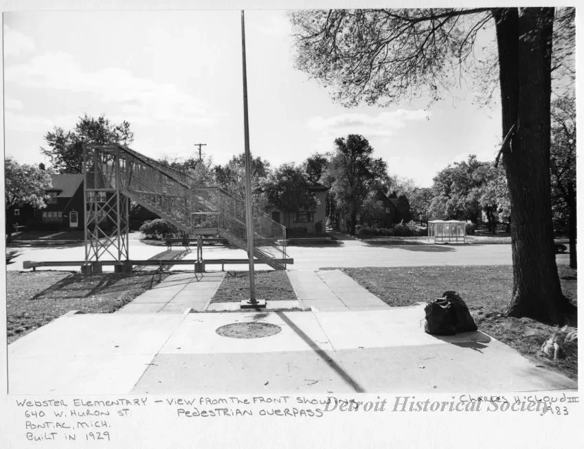 Print, Photographic - Webster Elementary - View From the Front Showing Pedestrian Overpass