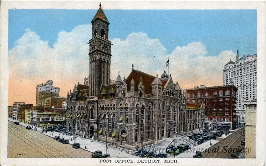 Postcard - Post Office, Detroit, Mich.