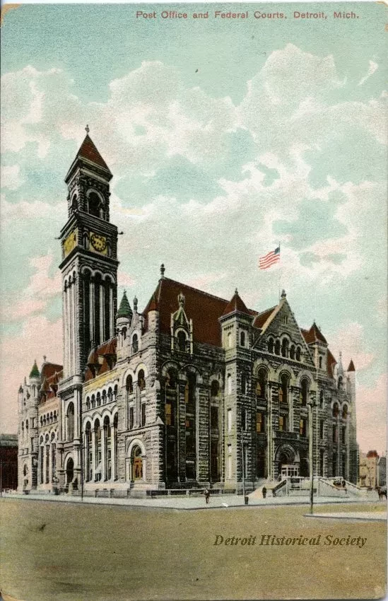 Postcard - Post Office and Federal Courts, Detroit, Mich.