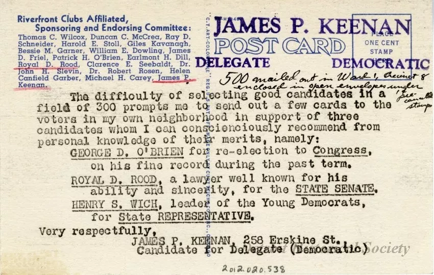 Postcard - Detroit Civic Center, Proposal of Riverfront Club Affiliated