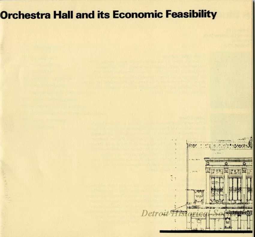 Booklet - A Study Relating to the Projected Use of Orchestra Hall and its Economic Feasibility